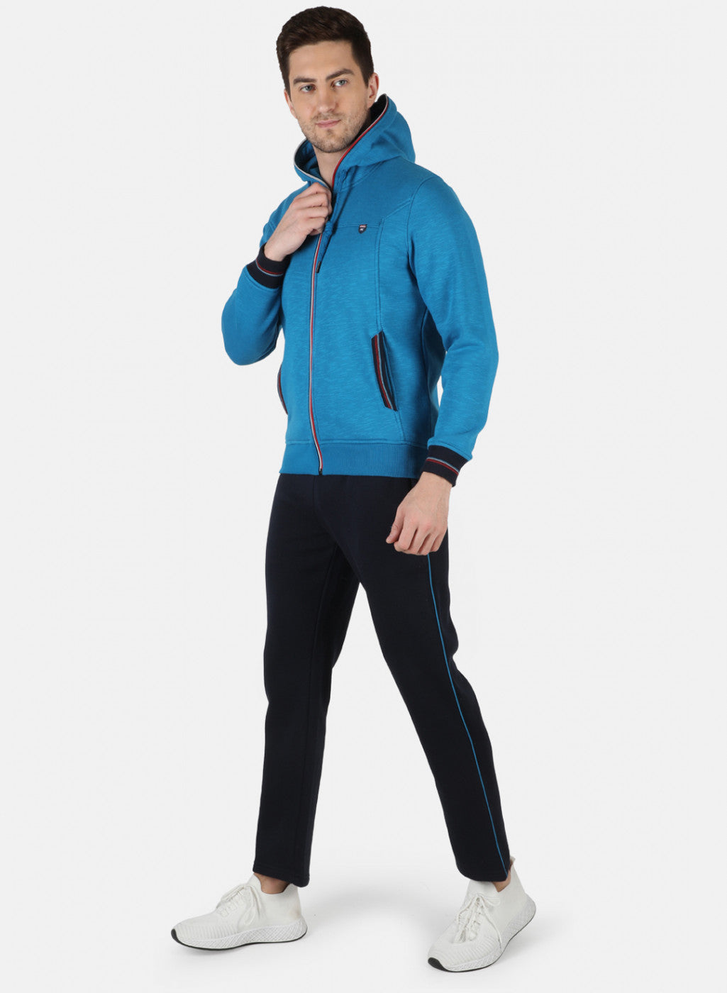 Men Blue Solid Tracksuit