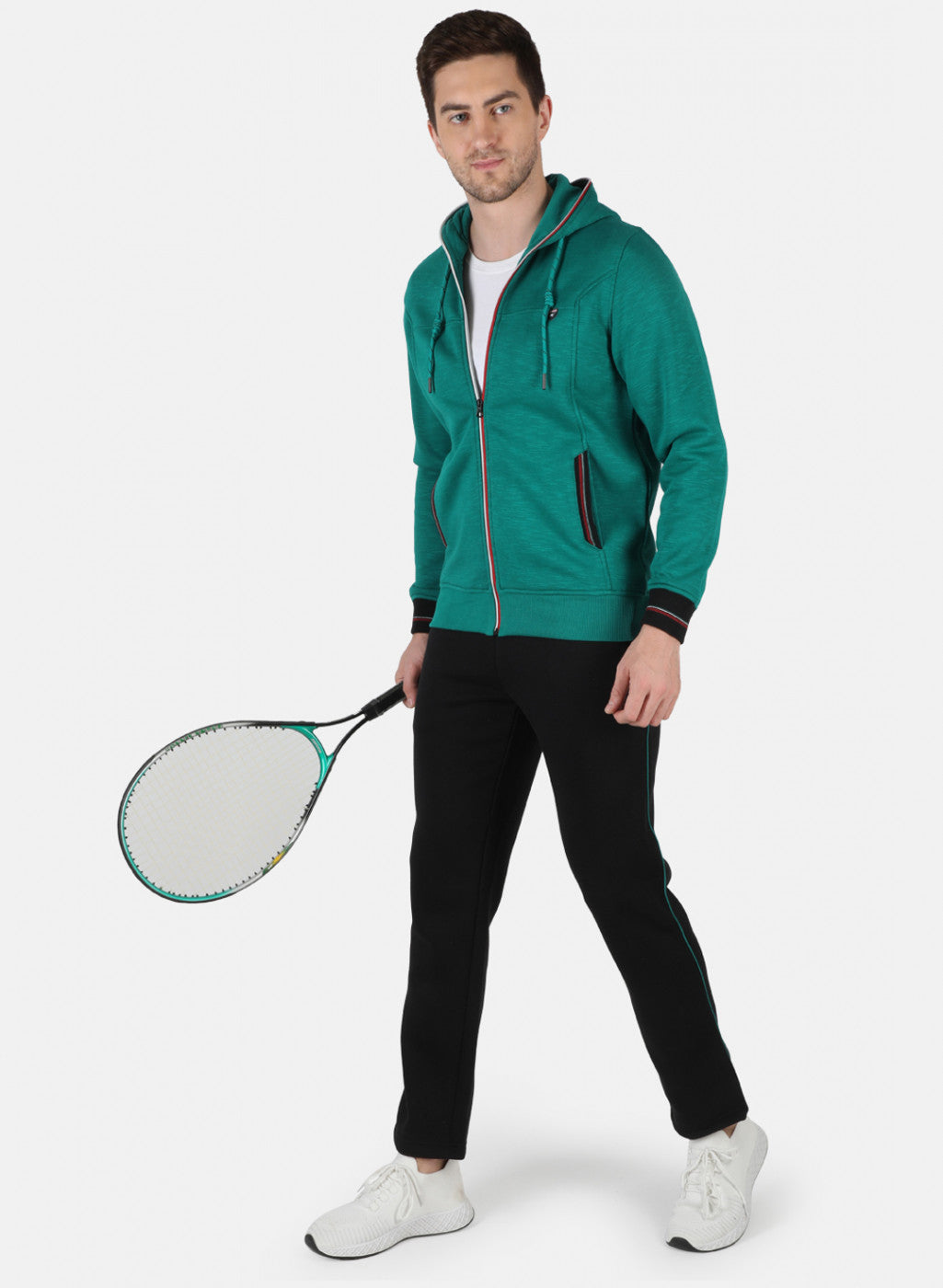 Men Green Solid Tracksuit