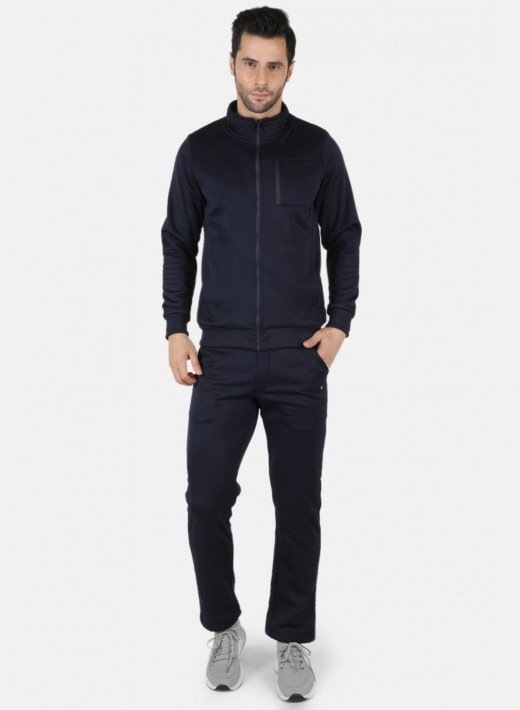 Men NAvy Blue Solid Tracksuit