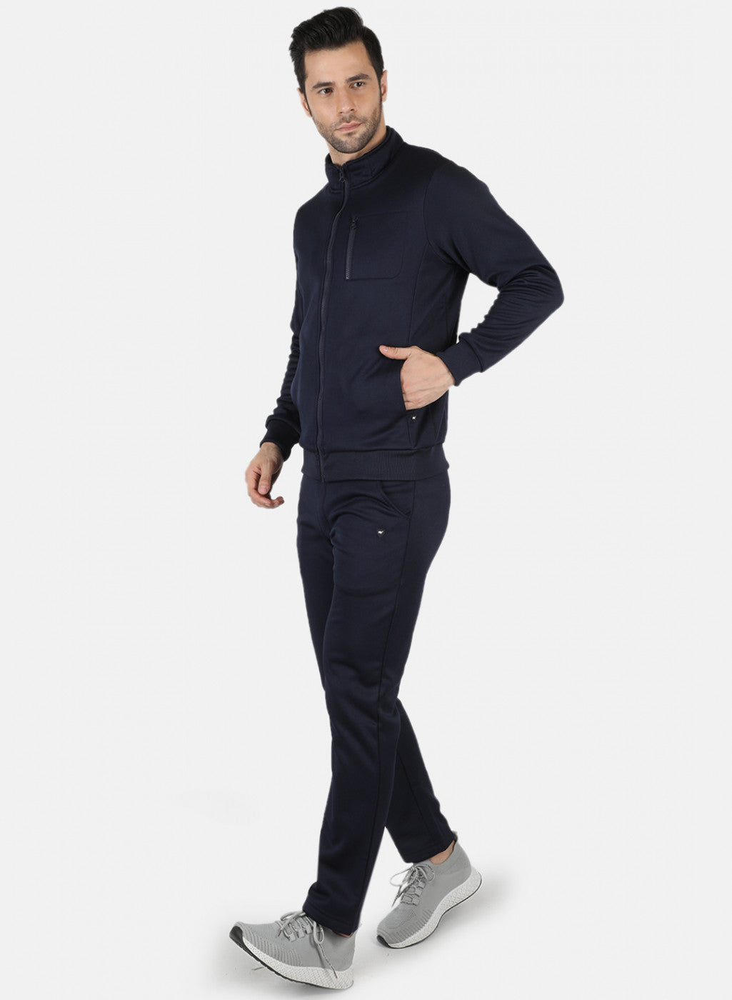 Men NAvy Blue Solid Tracksuit