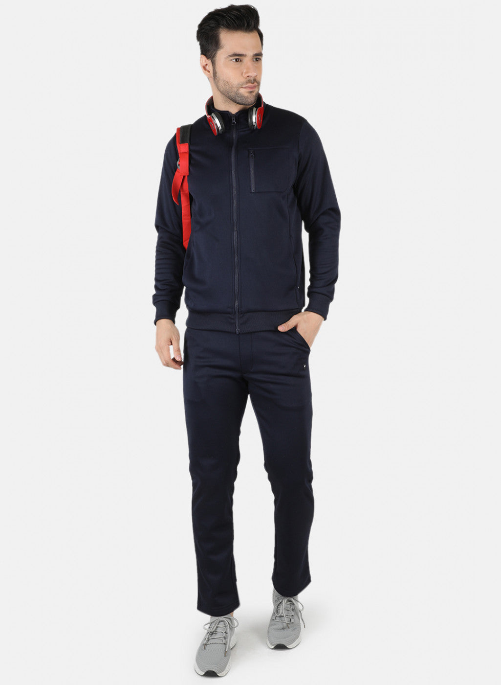 Men NAvy Blue Solid Tracksuit