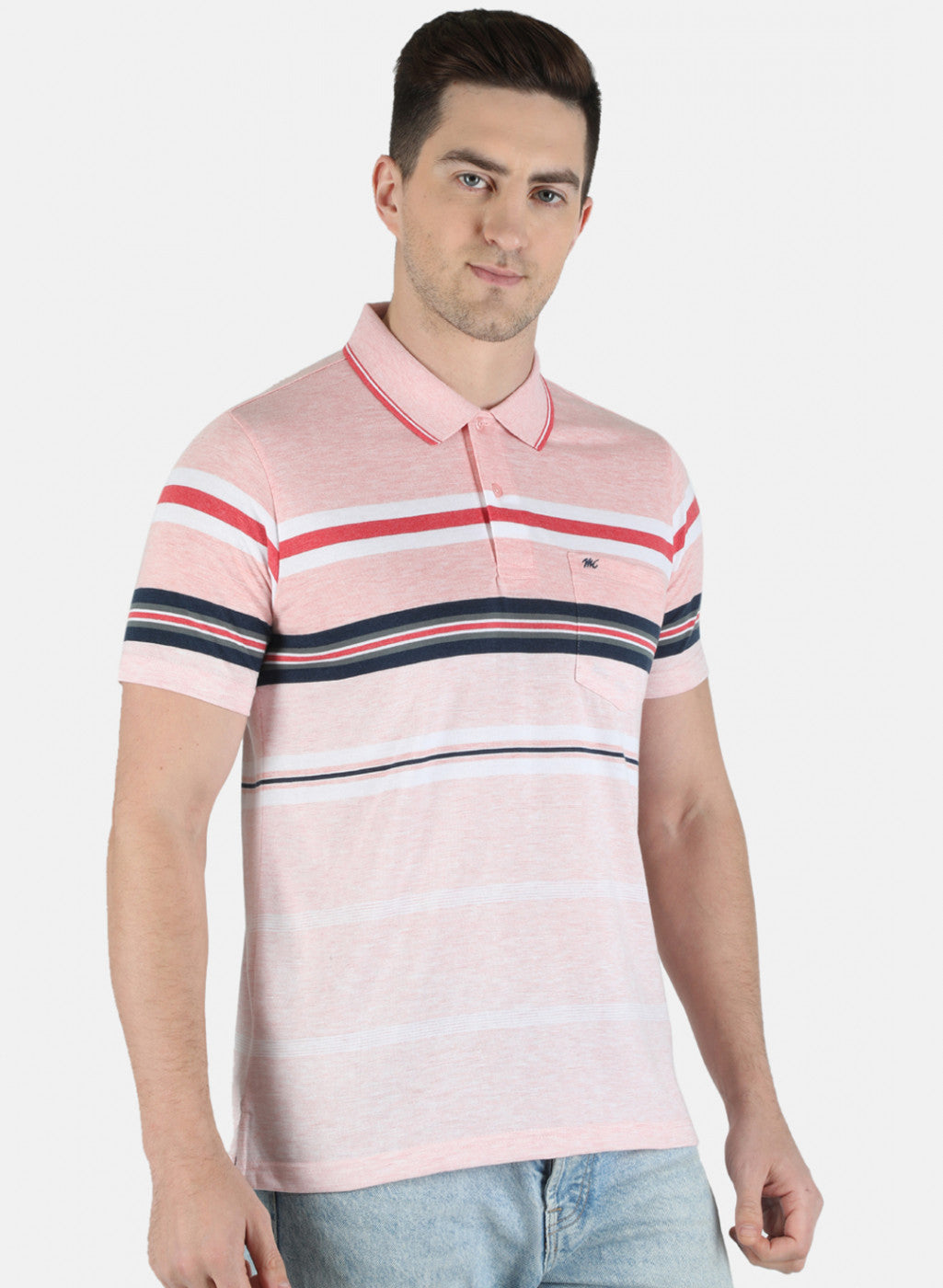 Men Pink Stripe T-Shirt