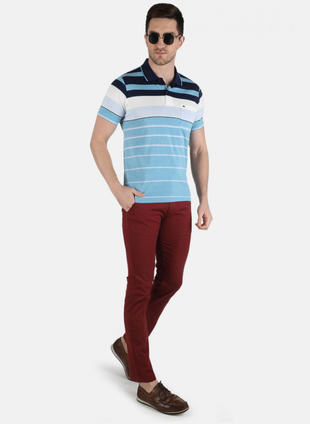 Men Blue Stripe T-Shirt