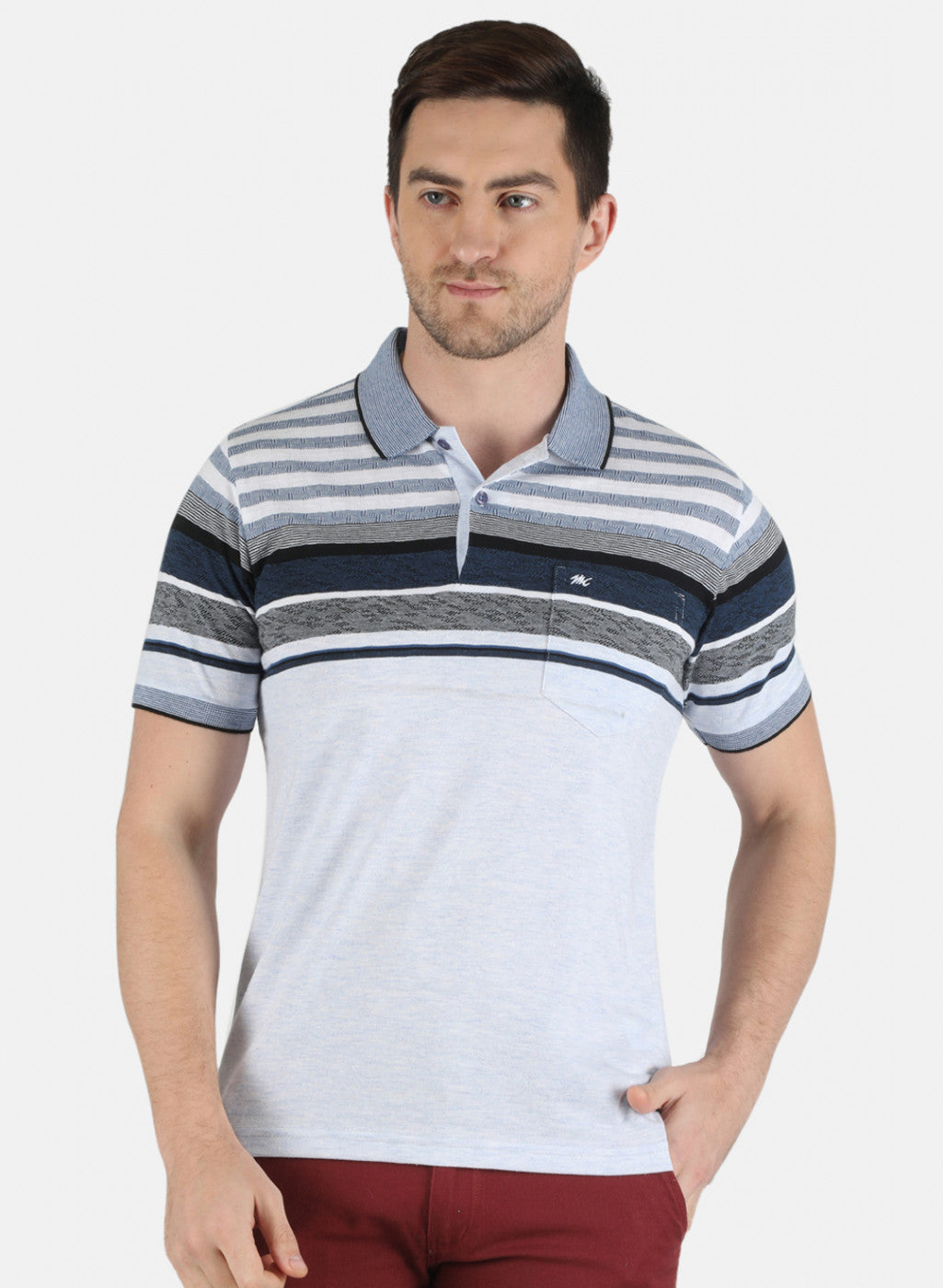 Men Sky Blue Stripe T-Shirt