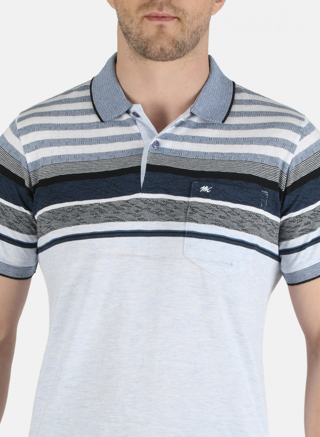 Men Sky Blue Stripe T-Shirt