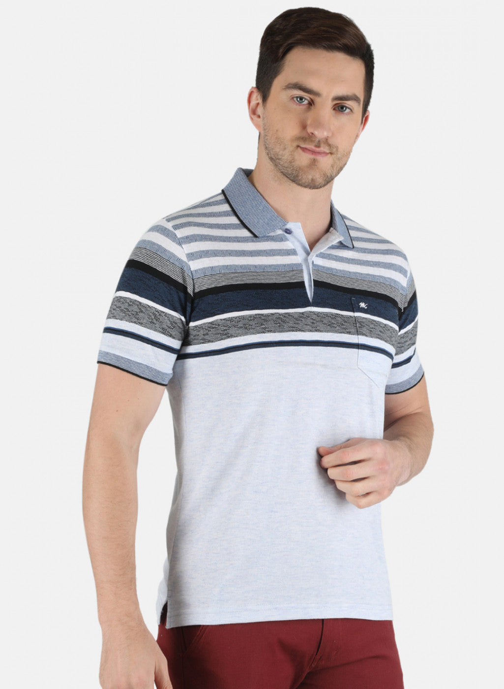 Men Sky Blue Stripe T-Shirt