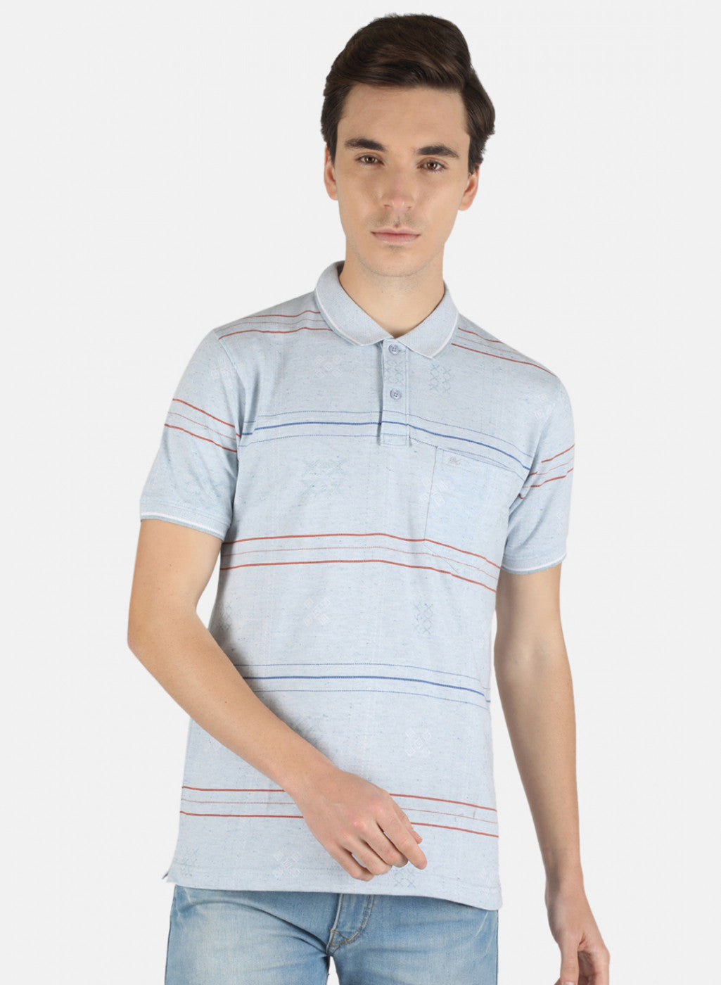 Men Sky Blue Stripe T-Shirt