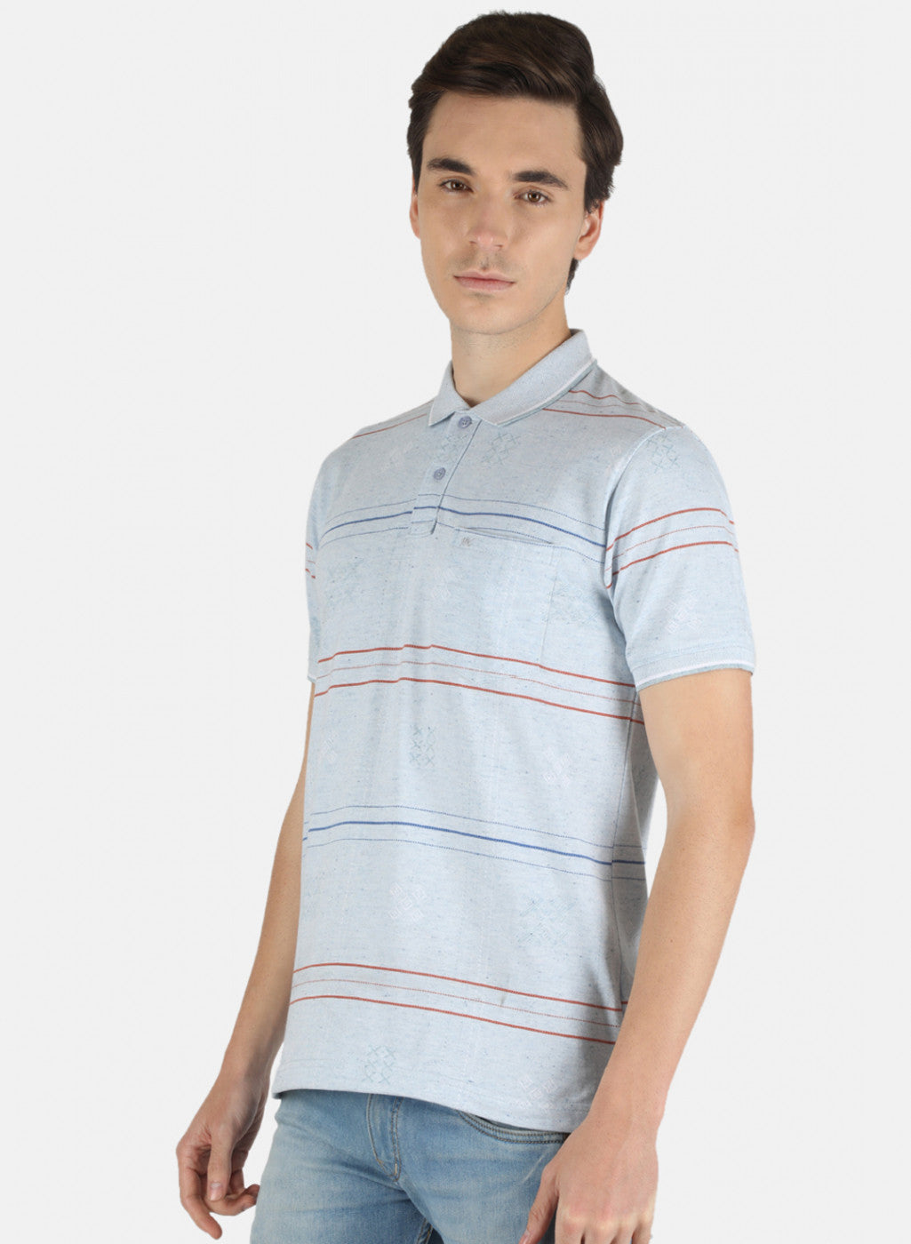 Men Sky Blue Stripe T-Shirt