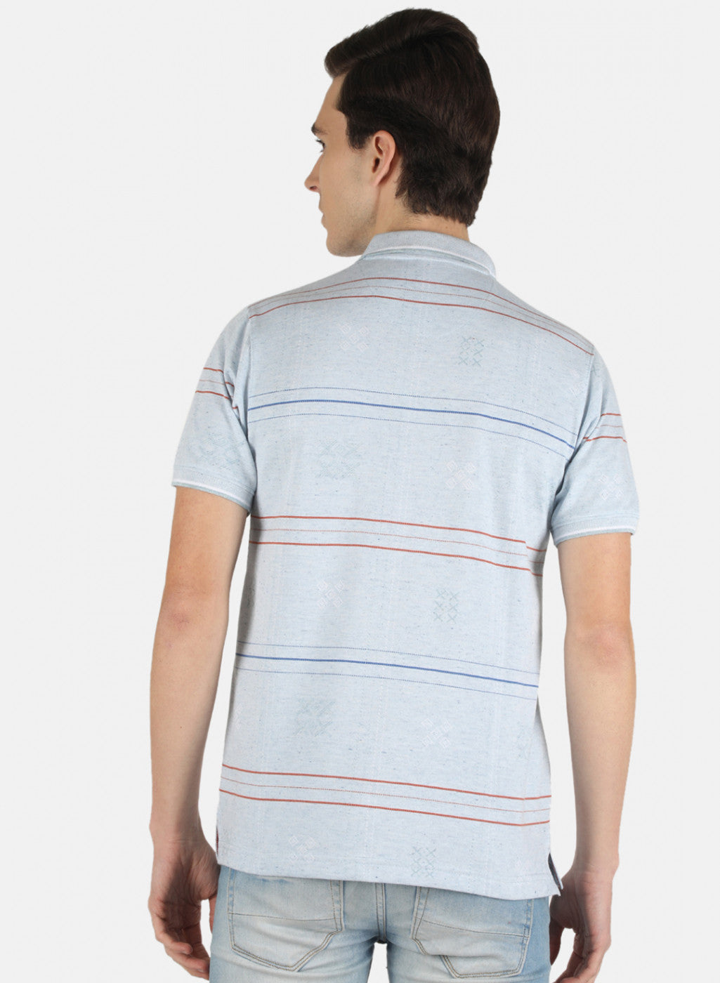 Men Sky Blue Stripe T-Shirt