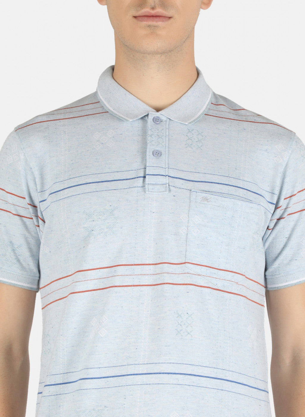 Men Sky Blue Stripe T-Shirt