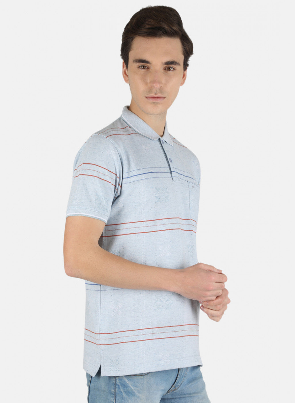 Men Sky Blue Stripe T-Shirt