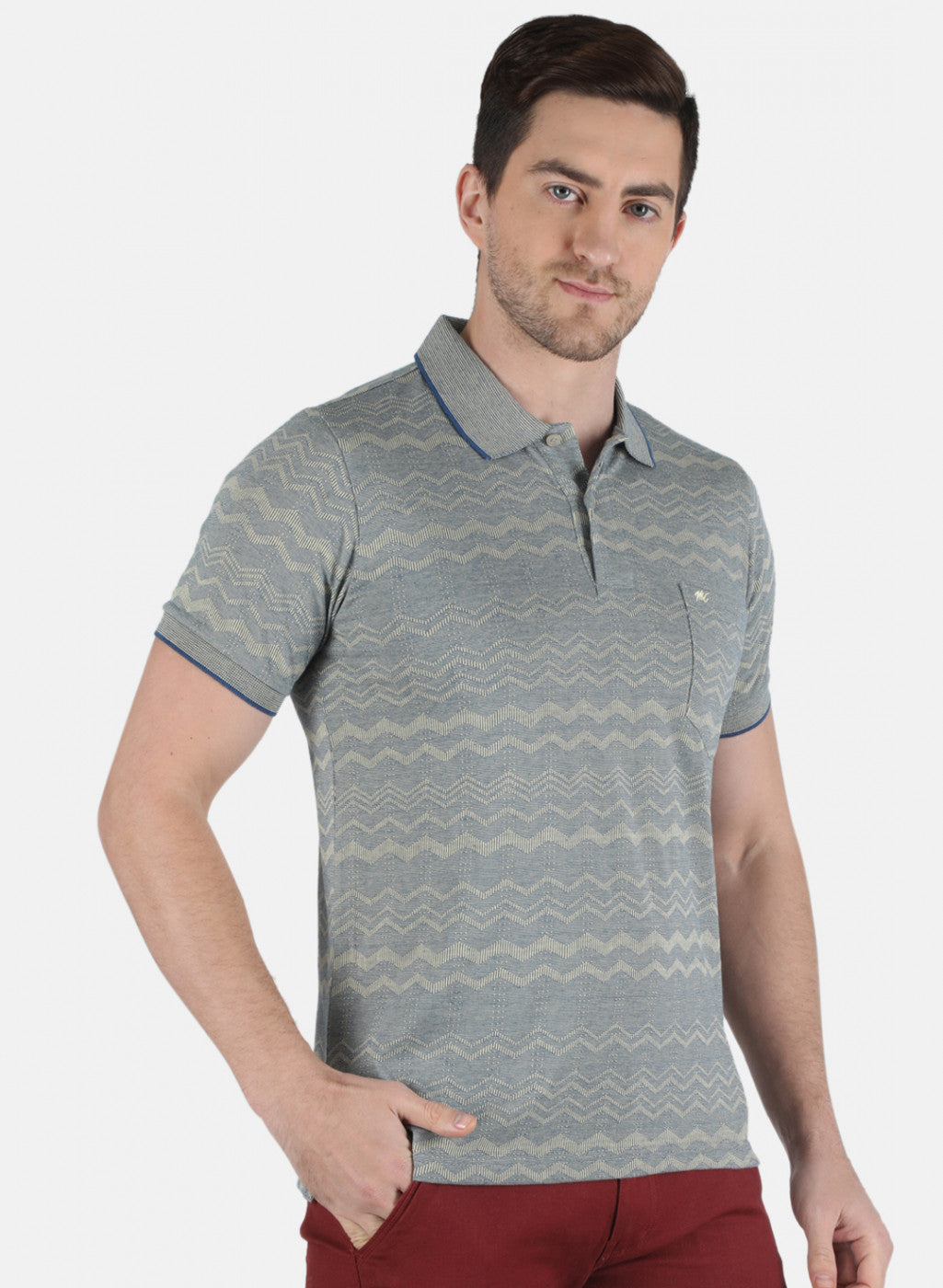 Men Grey Stripe T-Shirt