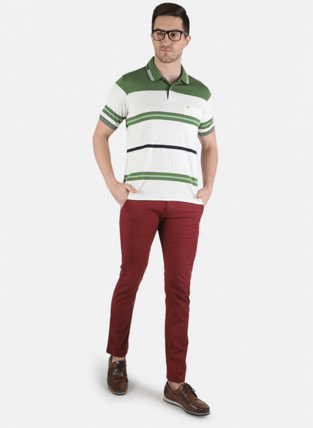 Men Green Stripe T-Shirt