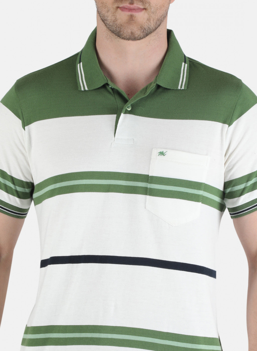 Men Green Stripe T-Shirt