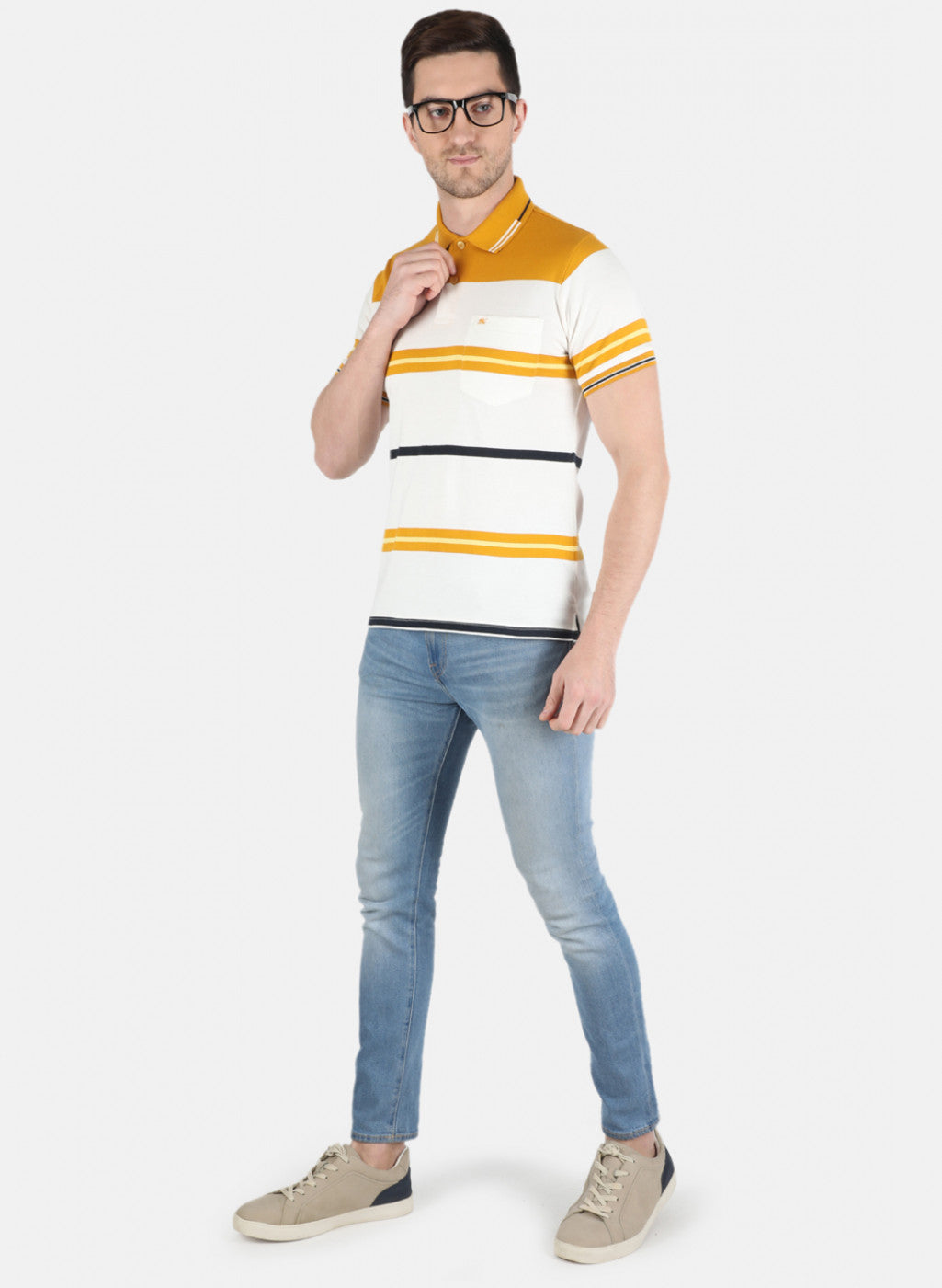 Men Yellow Stripe T-Shirt