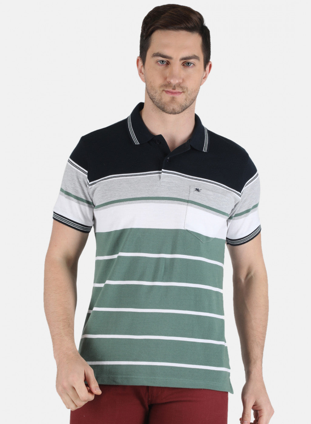 Men Green Stripe T-Shirt