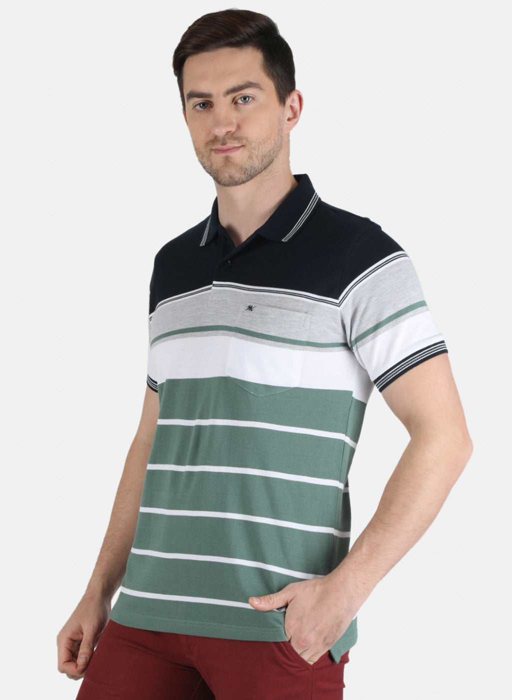 Men Green Stripe T-Shirt