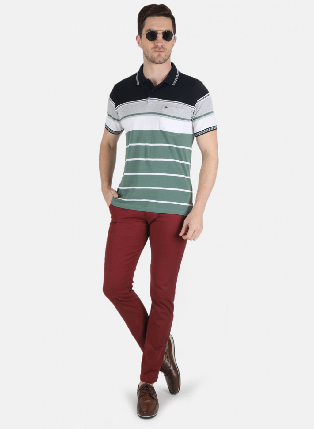 Men Green Stripe T-Shirt