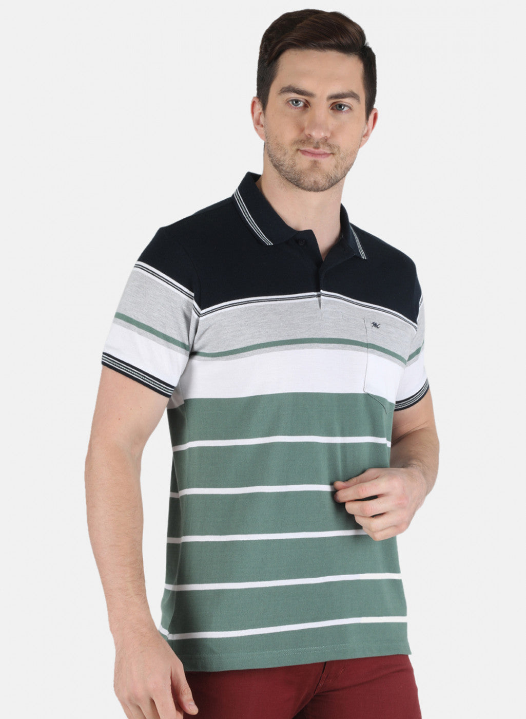 Men Green Stripe T-Shirt