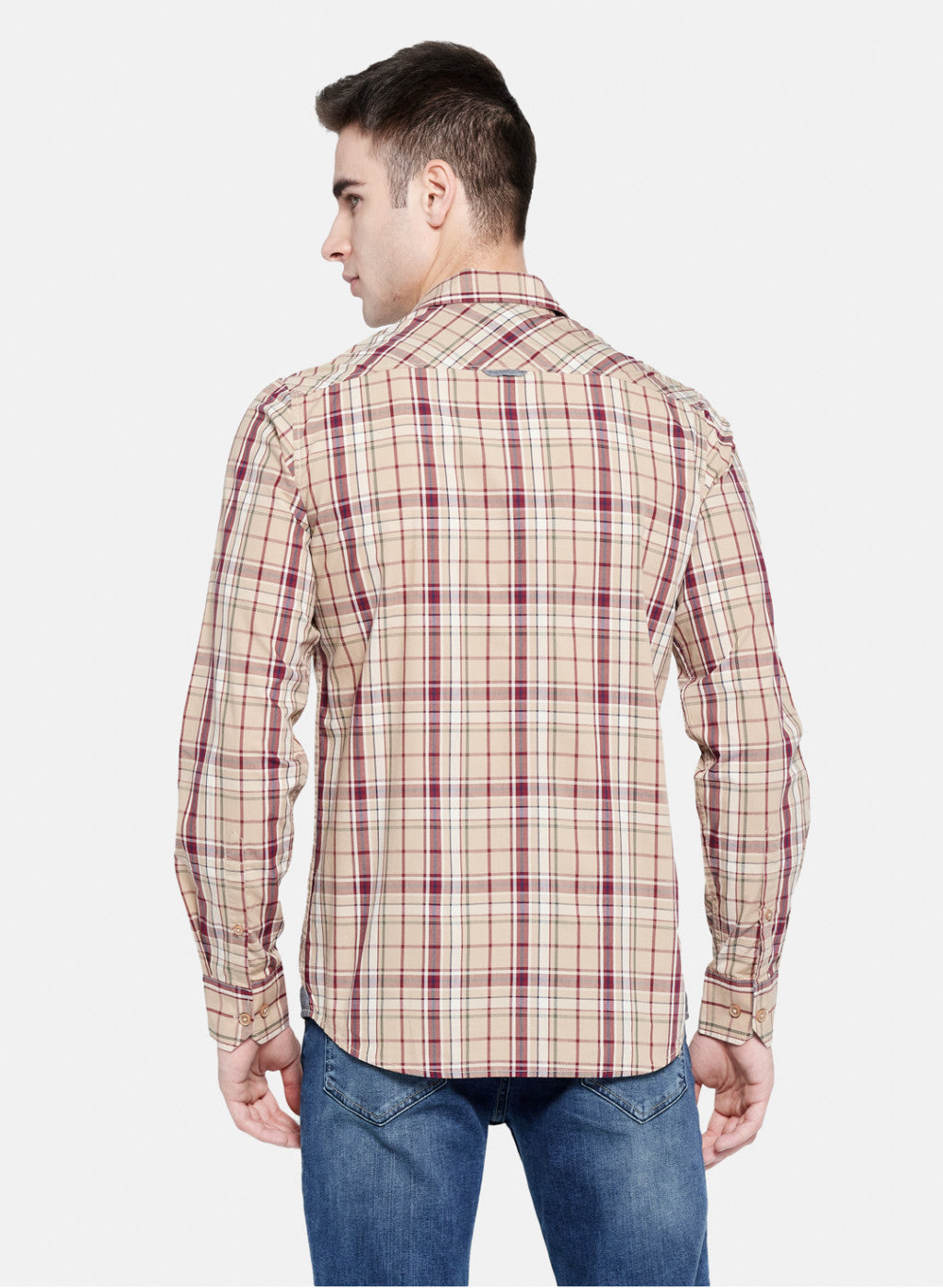 Mens Beige Check Shirt