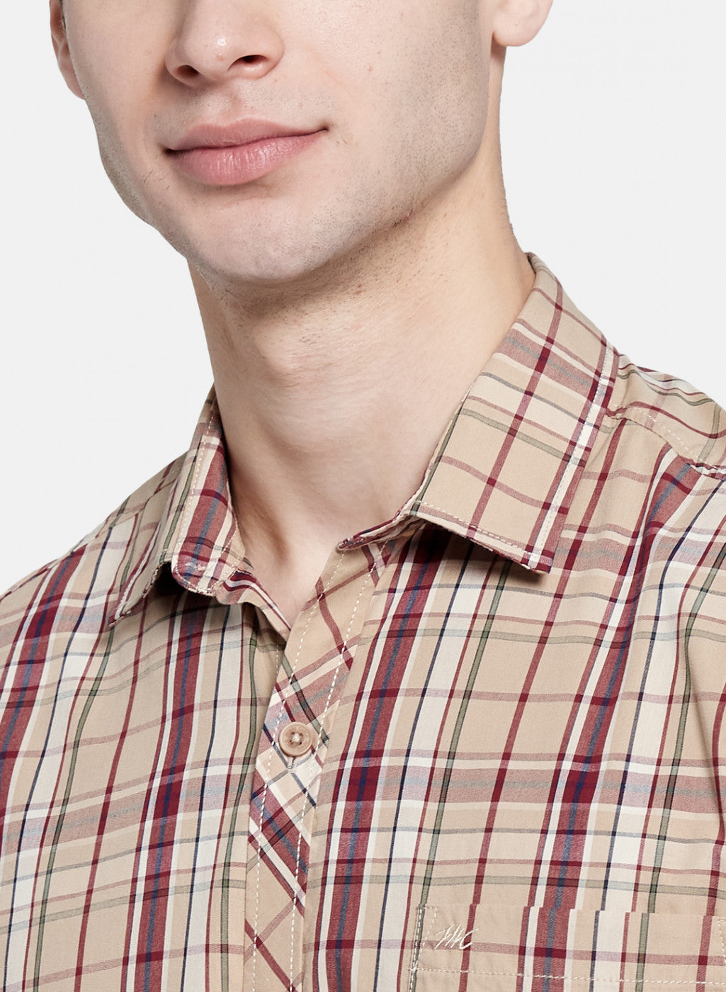 Mens Beige Check Shirt