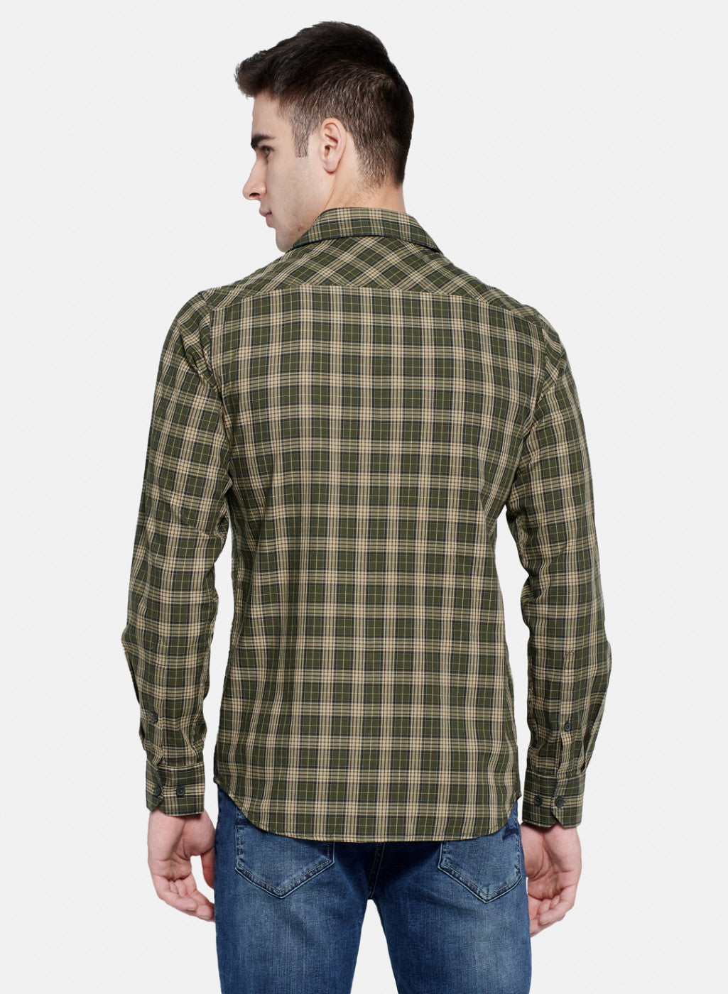 Mens Olive Check Shirt