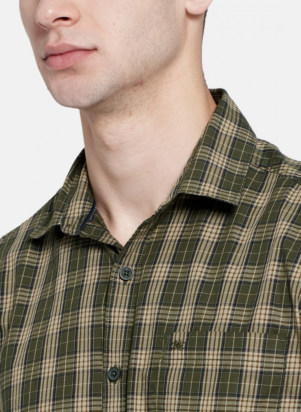 Mens Olive Check Shirt