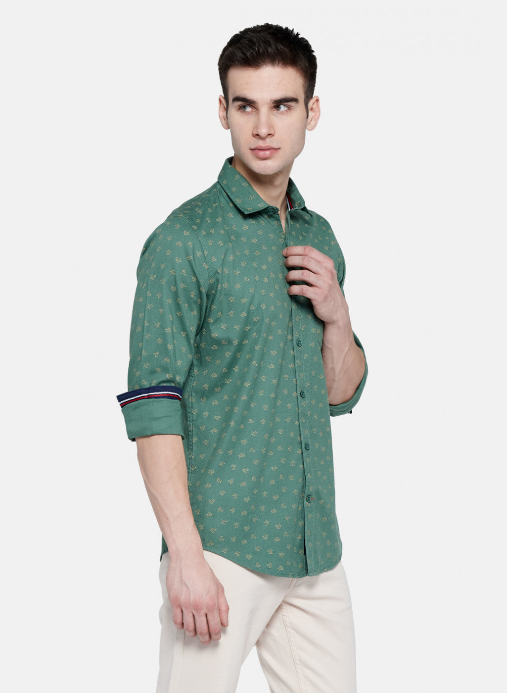 Mens Green Printed Shirt