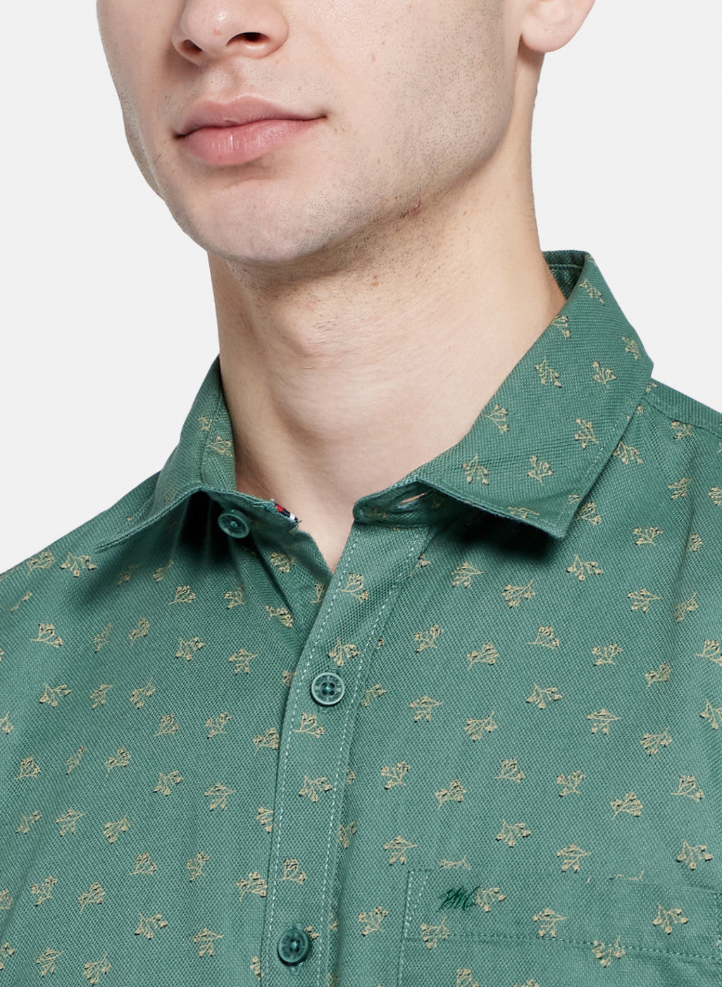 Mens Green Printed Shirt