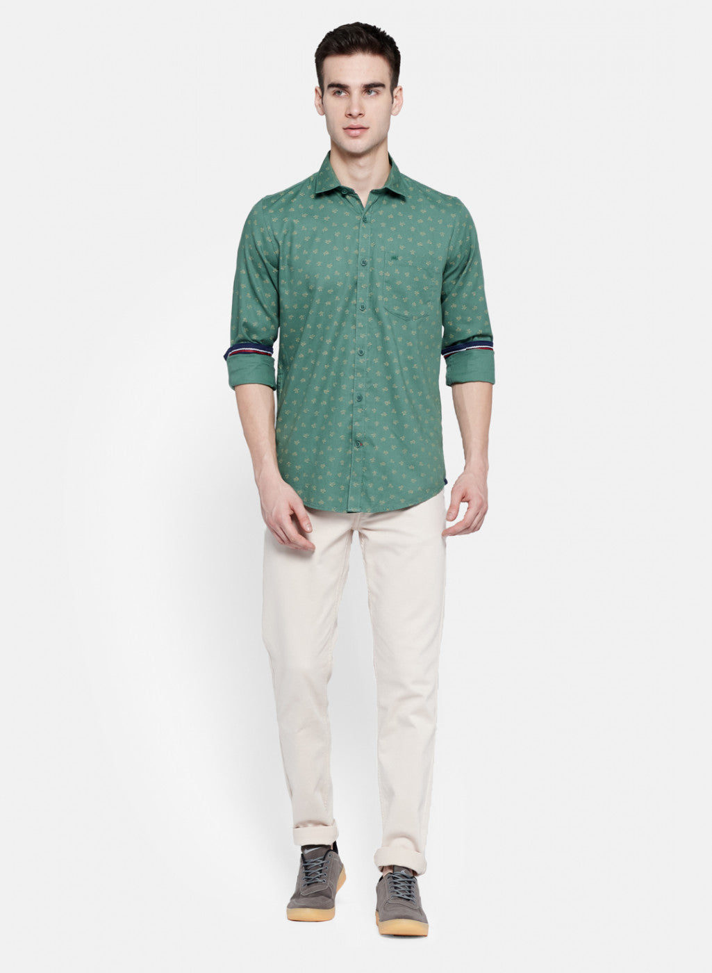 Mens Green Printed Shirt