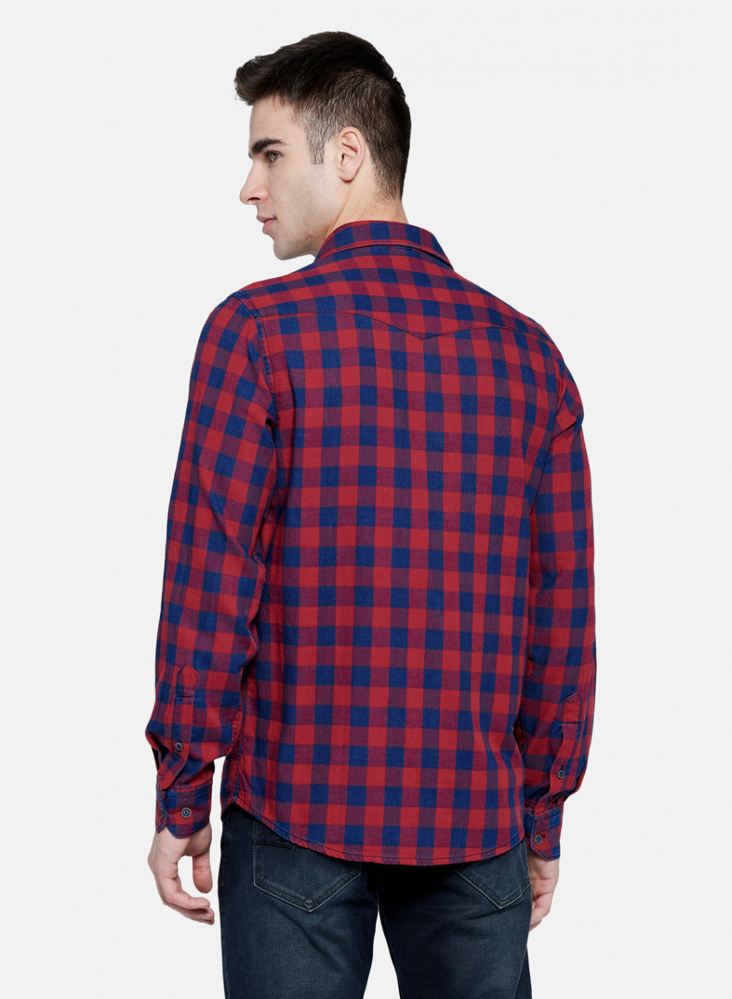 Mens Maroon Check Shirt