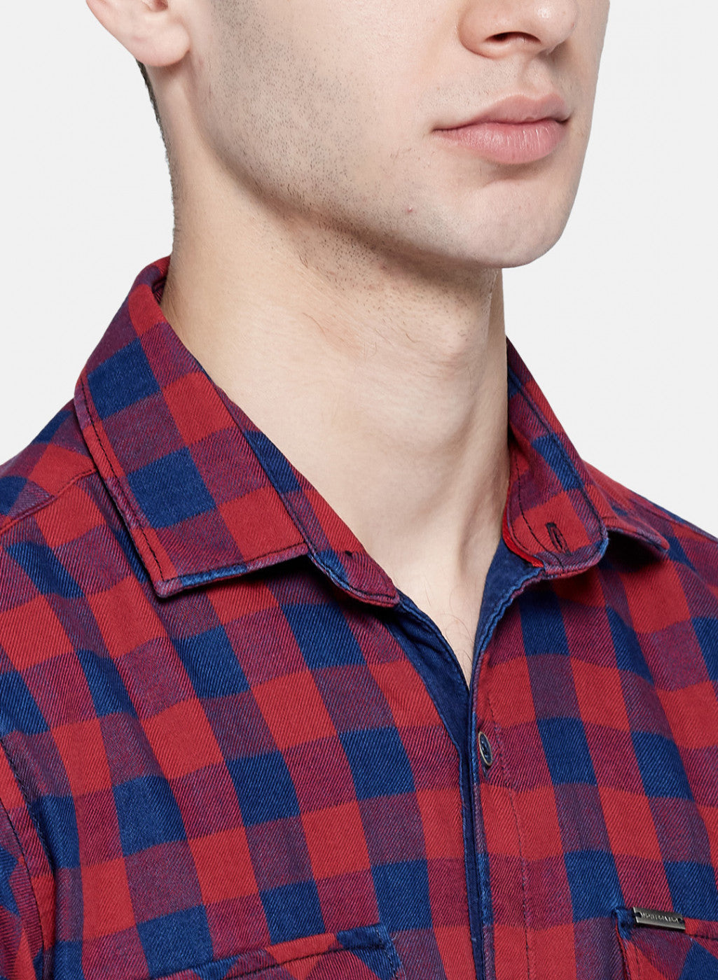 Mens Maroon Check Shirt