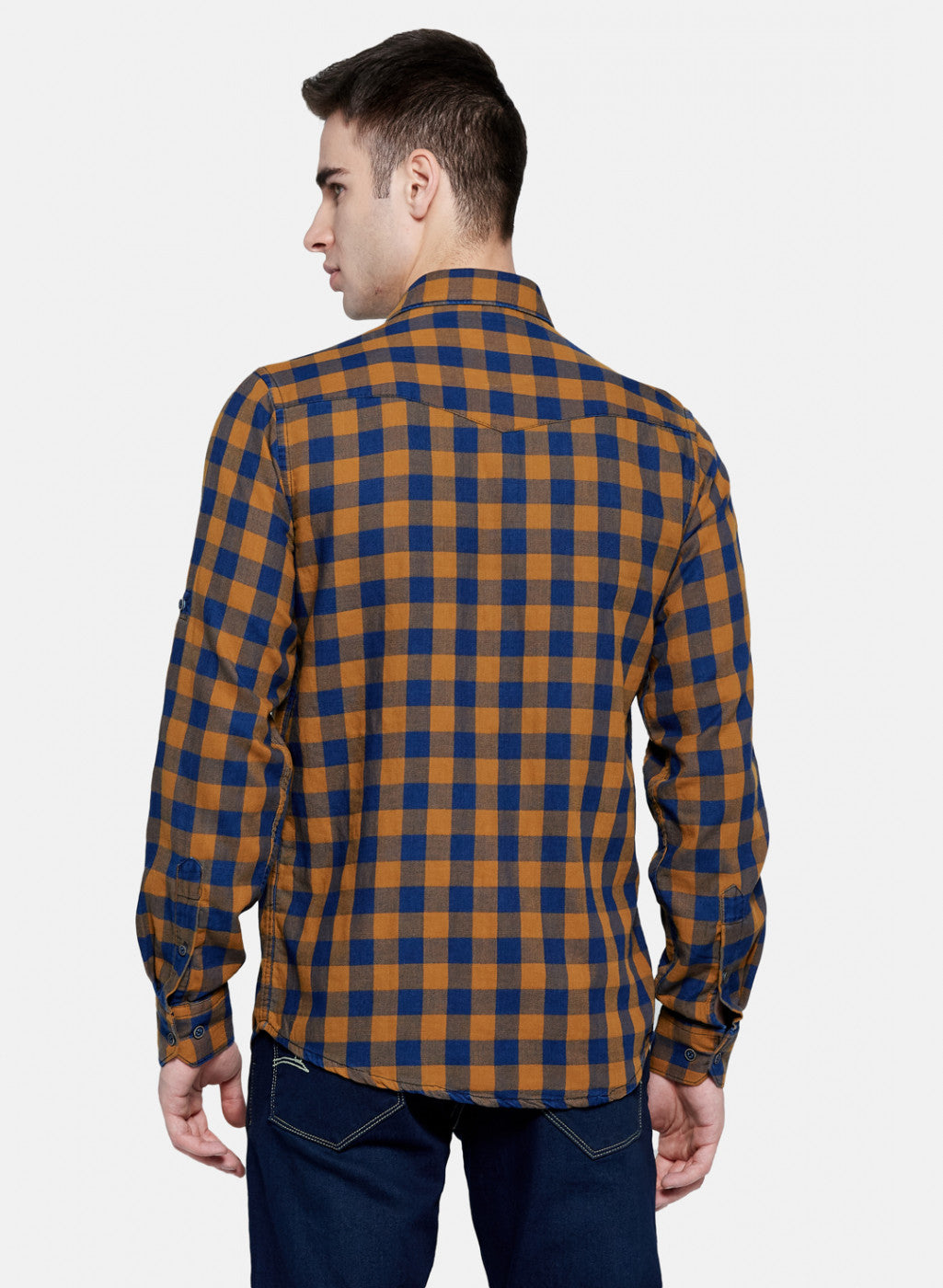 Mens Mustard Check Shirt