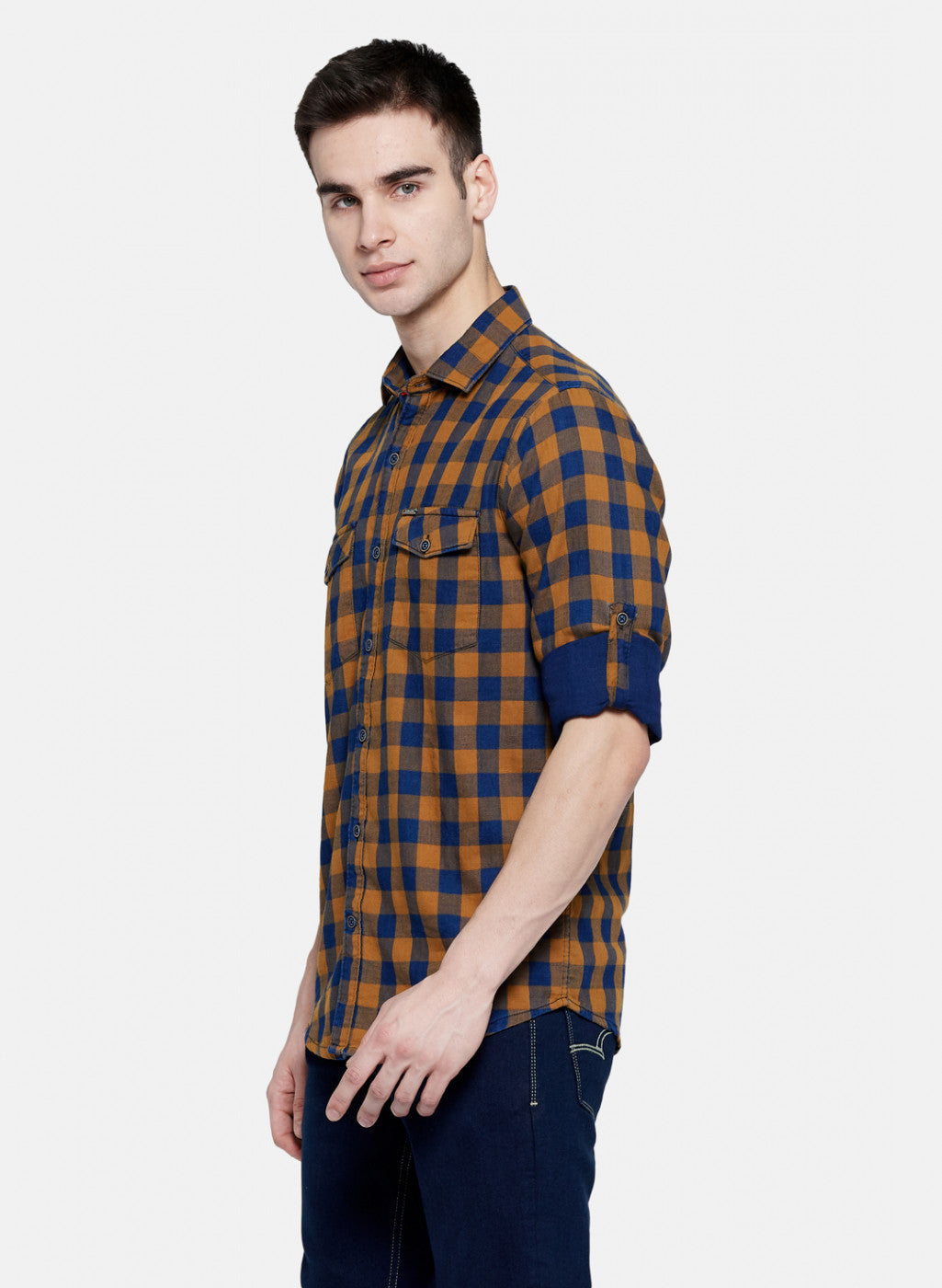 Mens Mustard Check Shirt