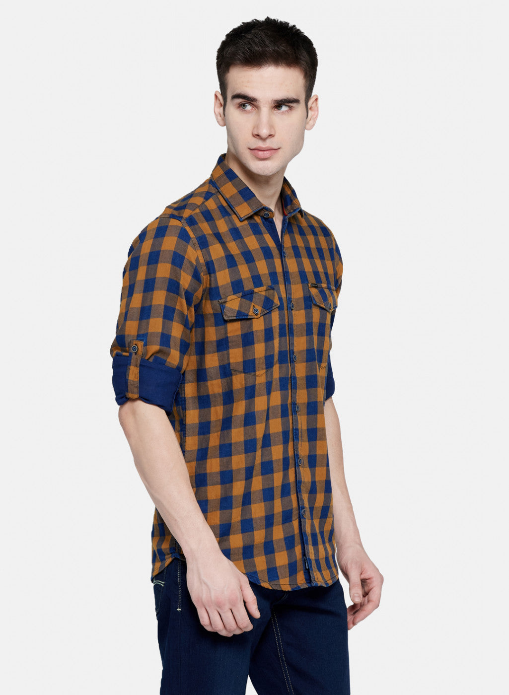 Mens Mustard Check Shirt