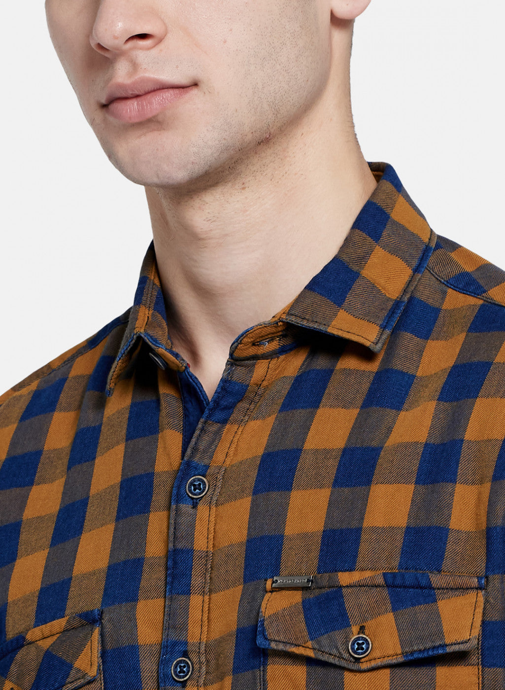 Mens Mustard Check Shirt