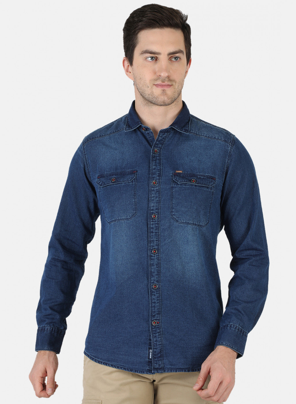 Men NAvy Blue Solid Shirt