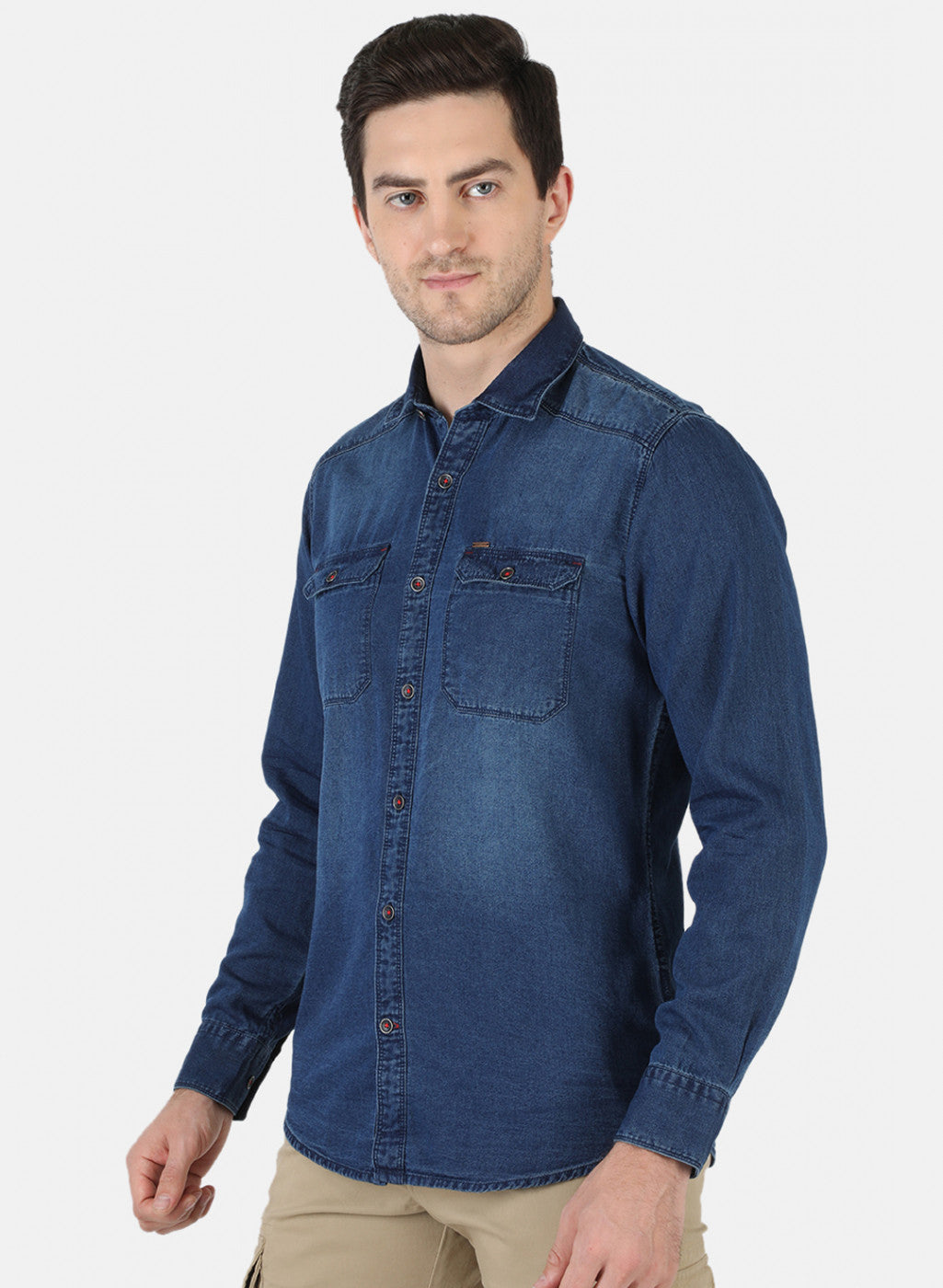 Men NAvy Blue Solid Shirt