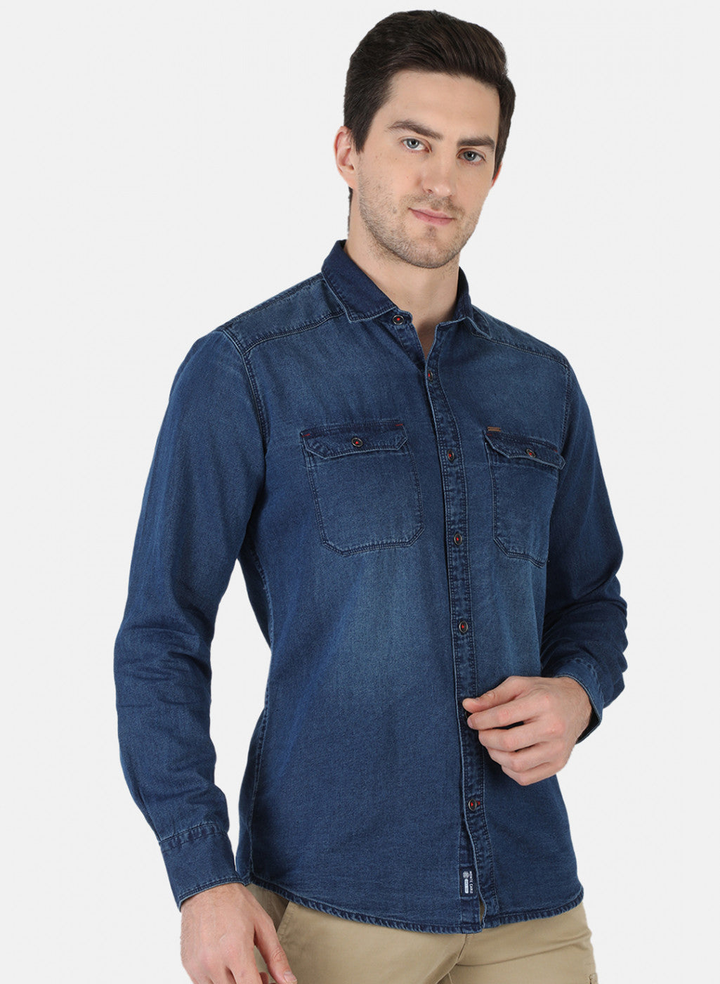 Men NAvy Blue Solid Shirt