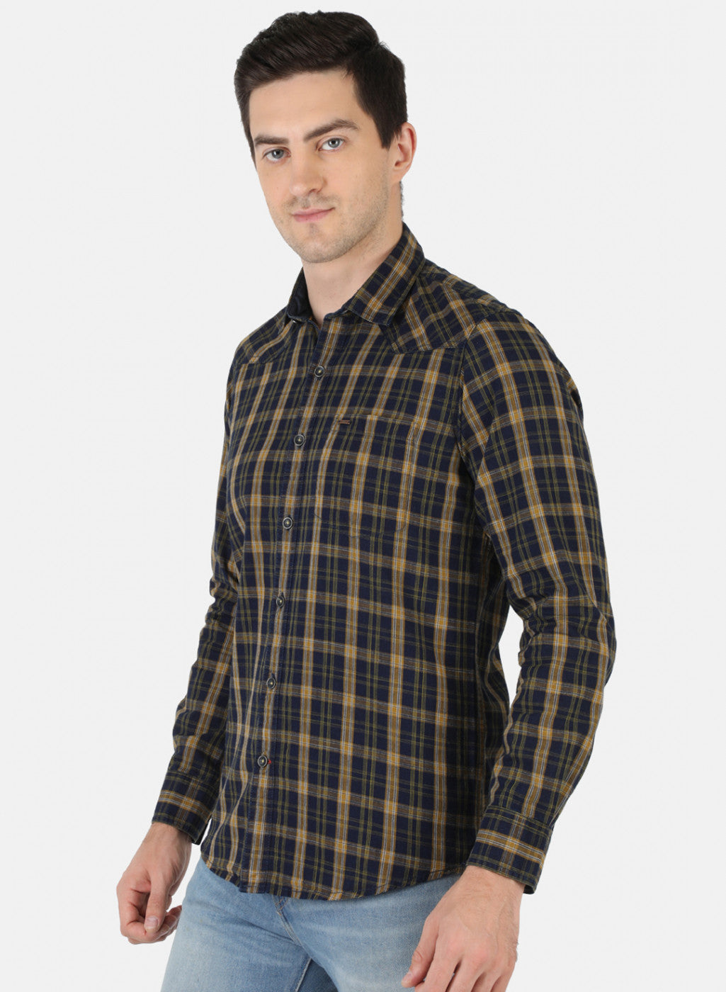 Men Mustard Check Shirt