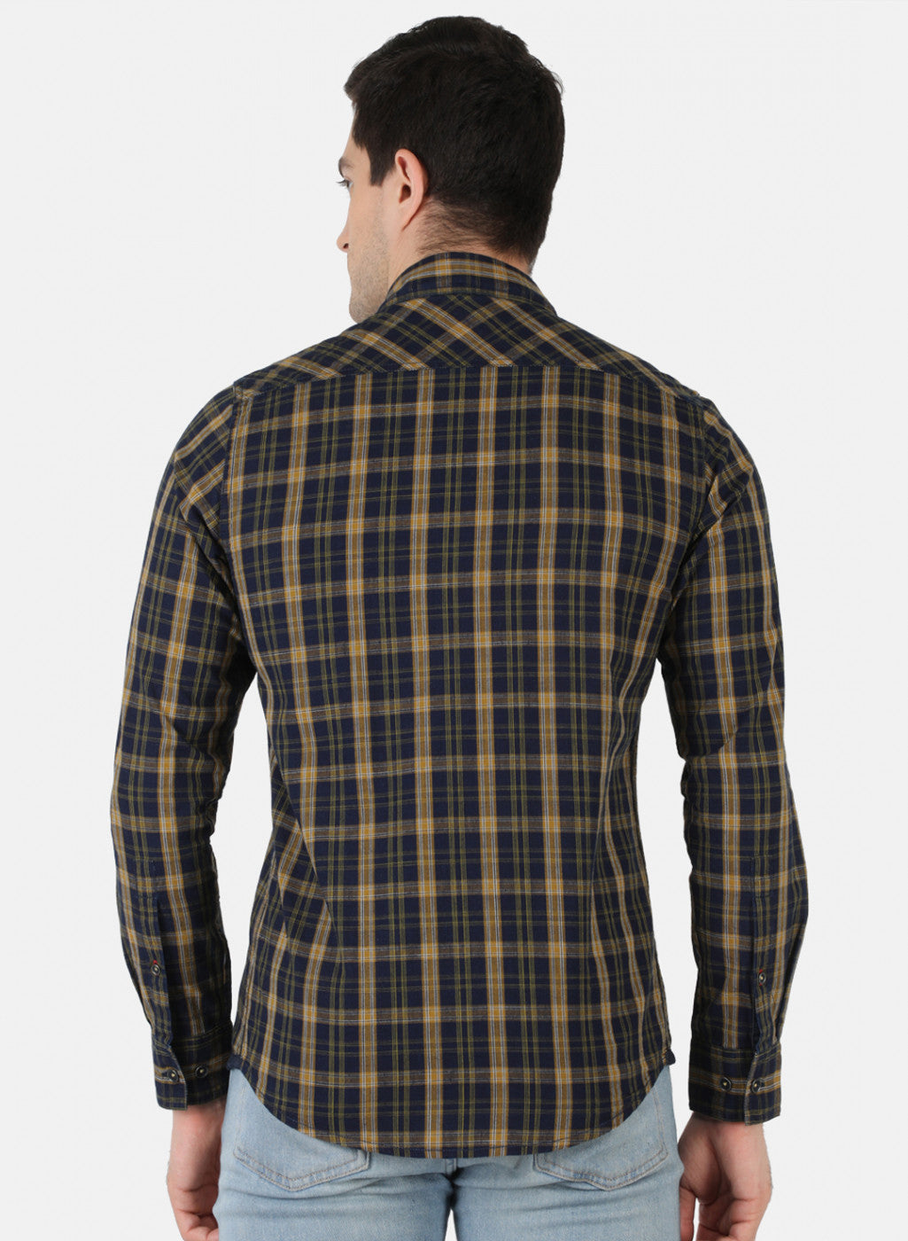 Men Mustard Check Shirt