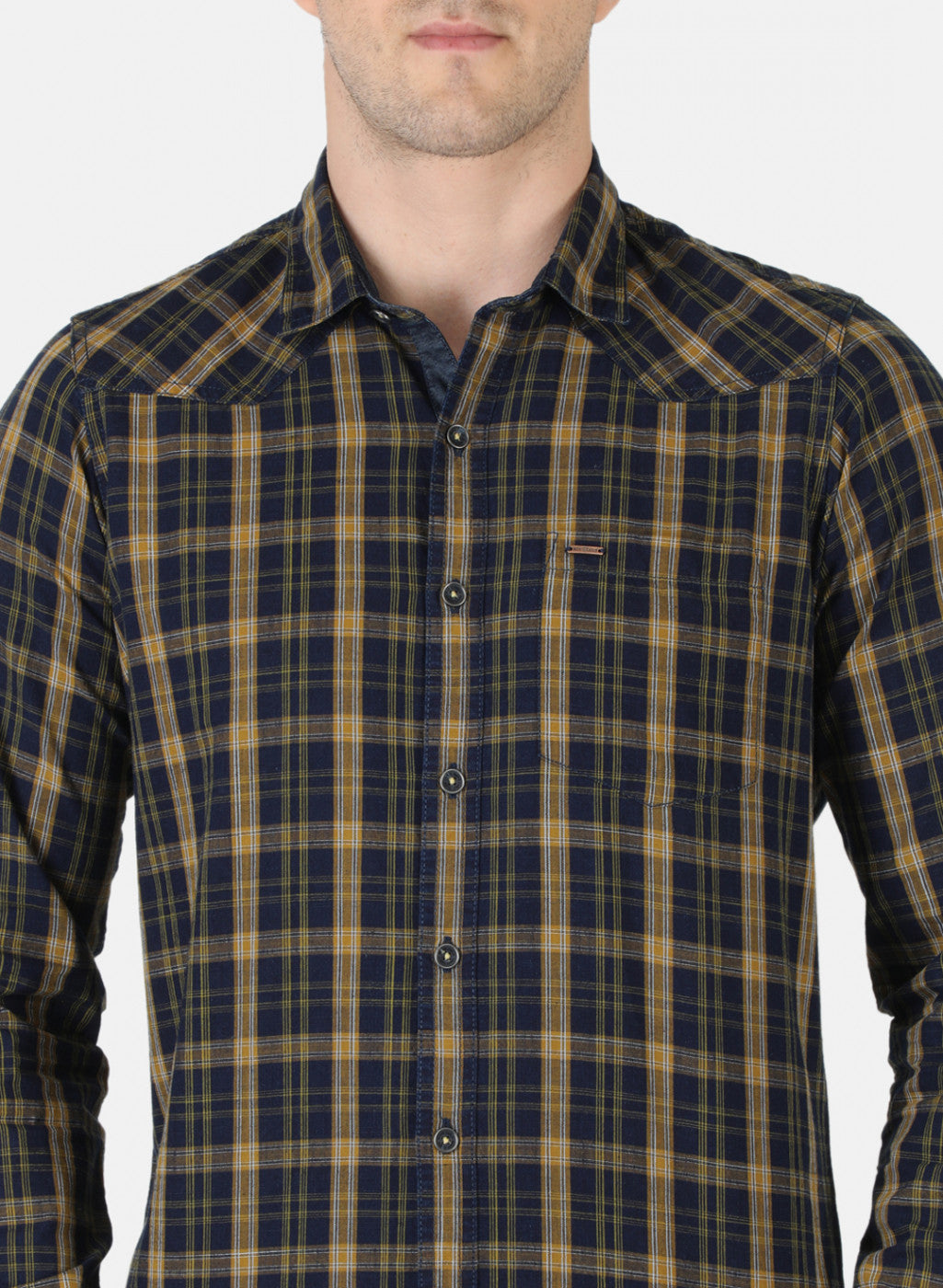 Men Mustard Check Shirt