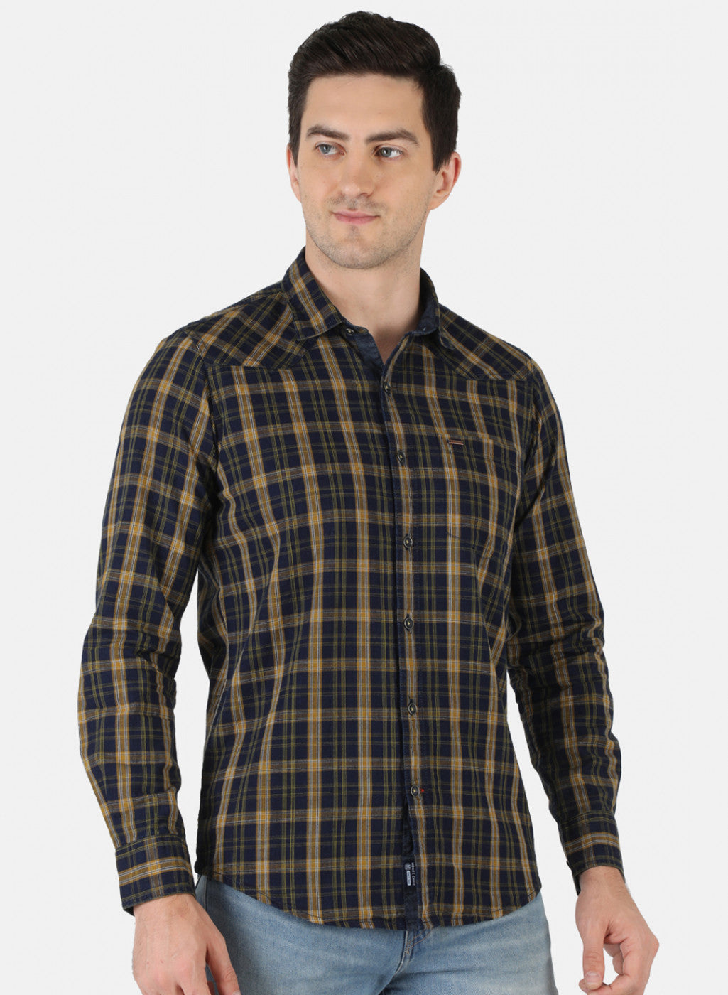 Men Mustard Check Shirt