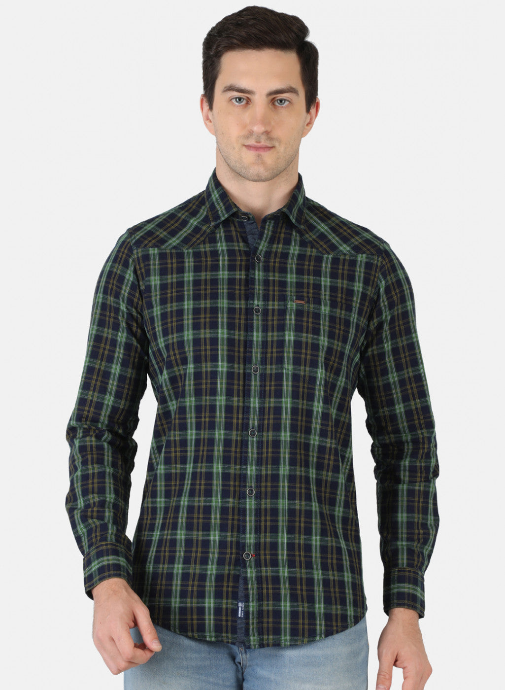 Men Green Check Shirt