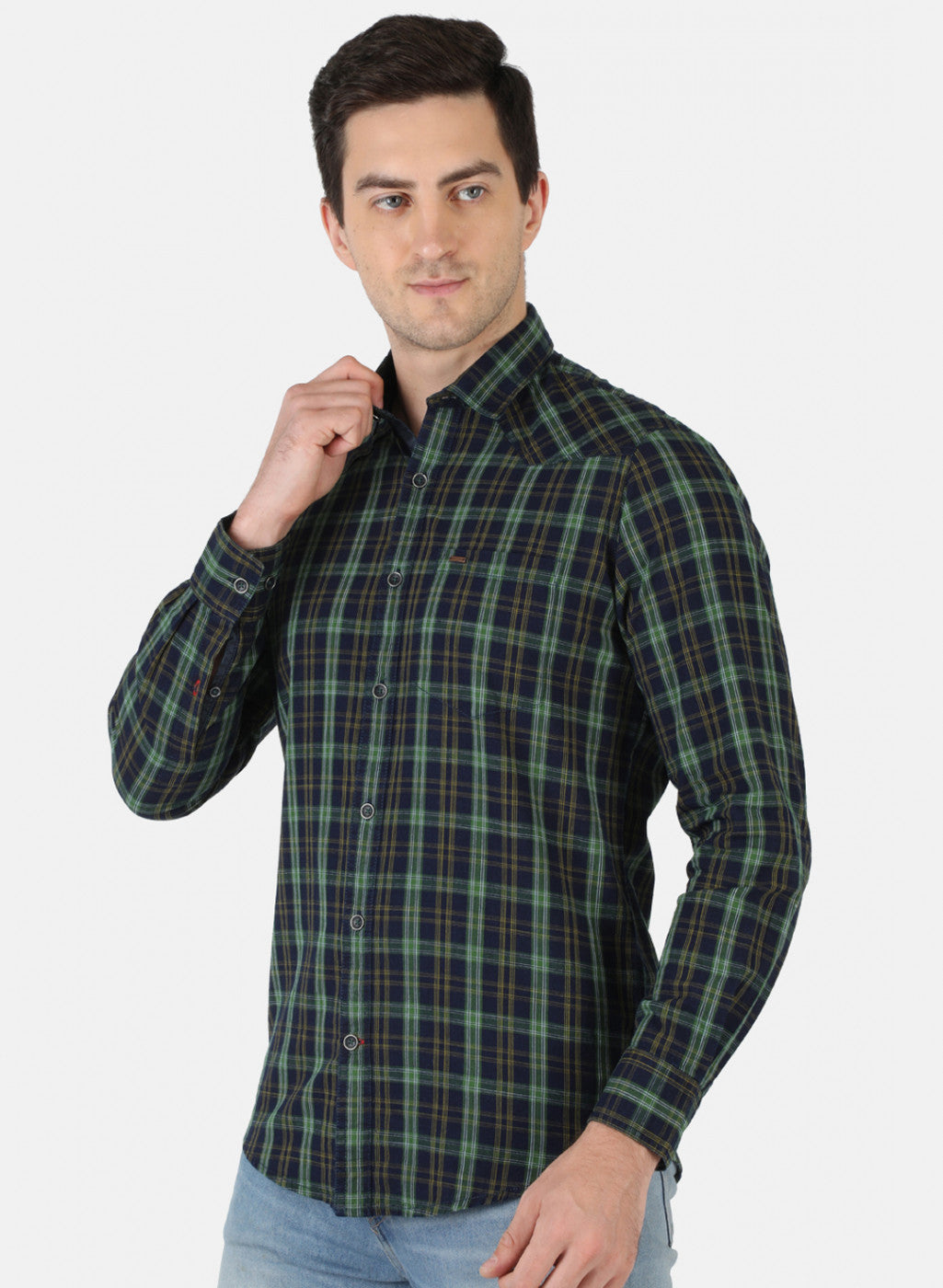 Men Green Check Shirt