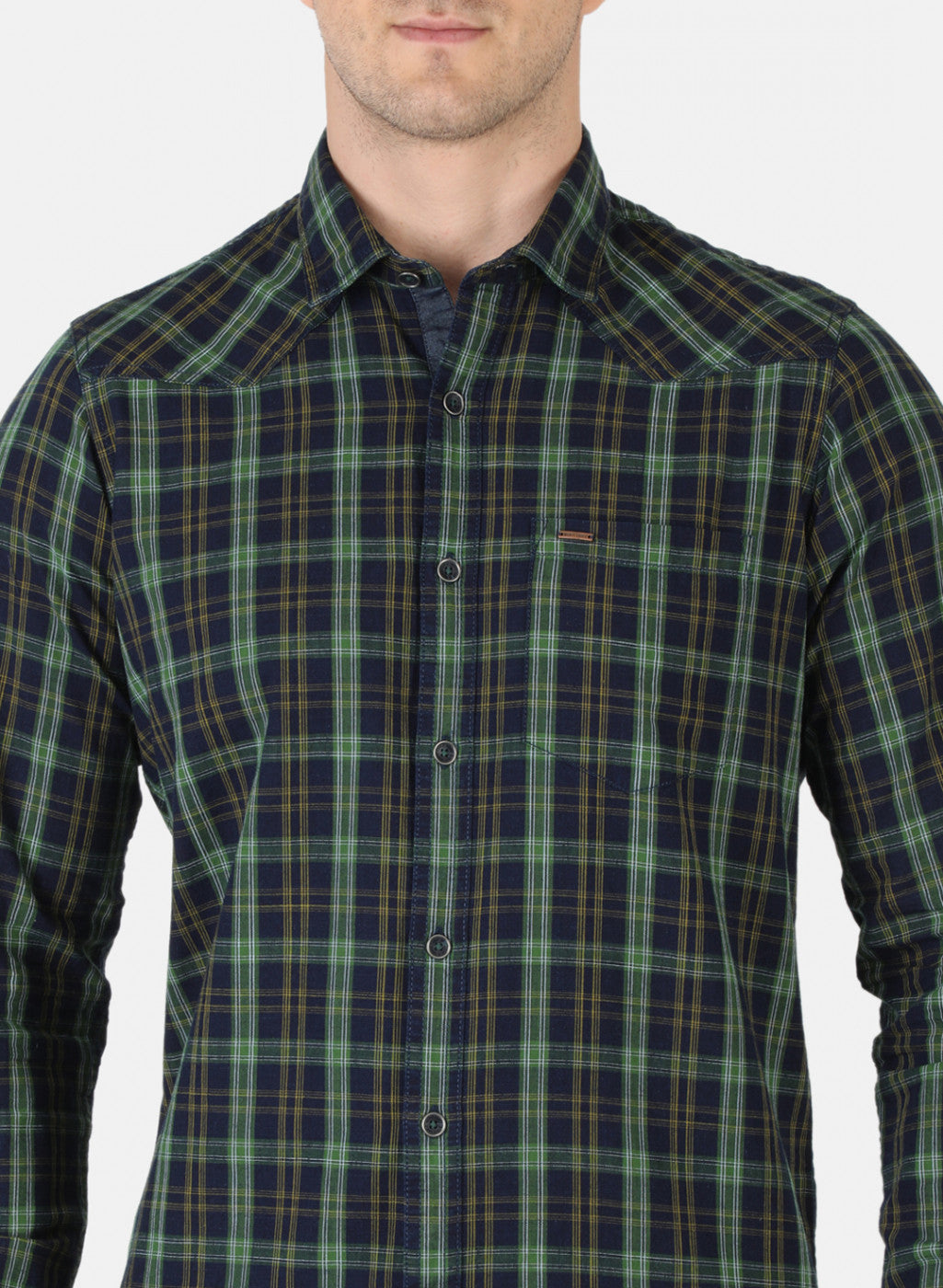 Men Green Check Shirt