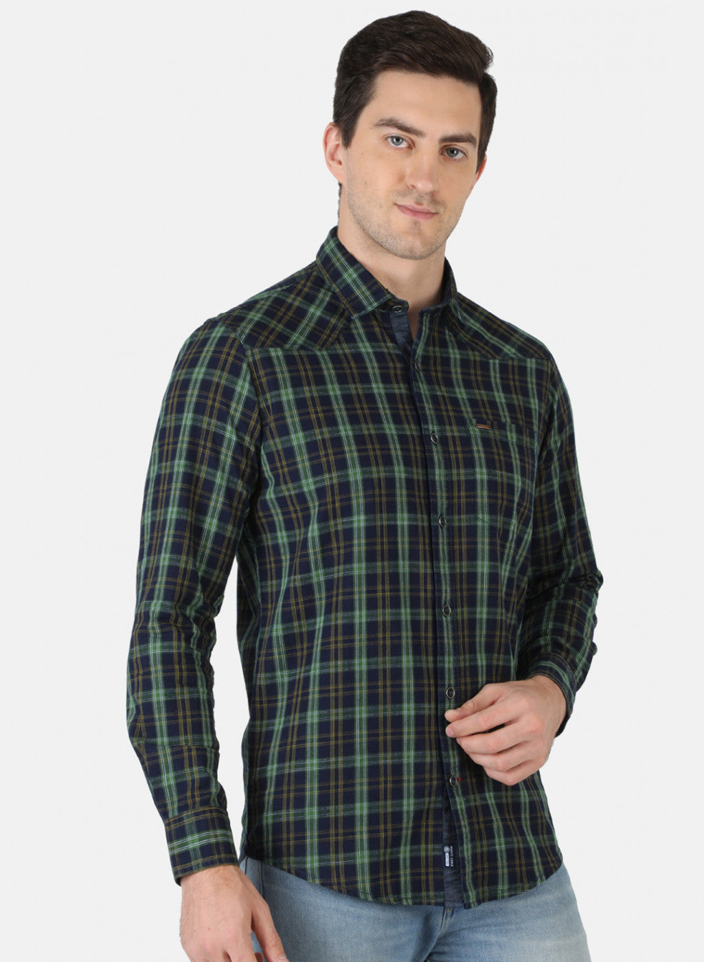 Men Green Check Shirt