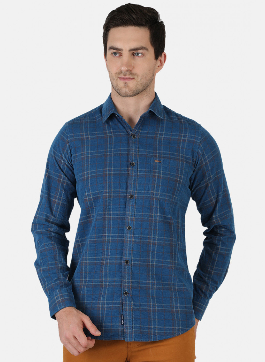 Men Blue Check Shirt