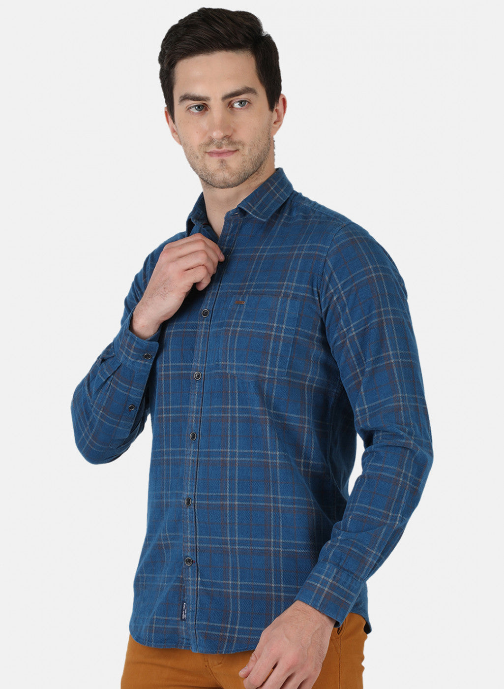 Men Blue Check Shirt