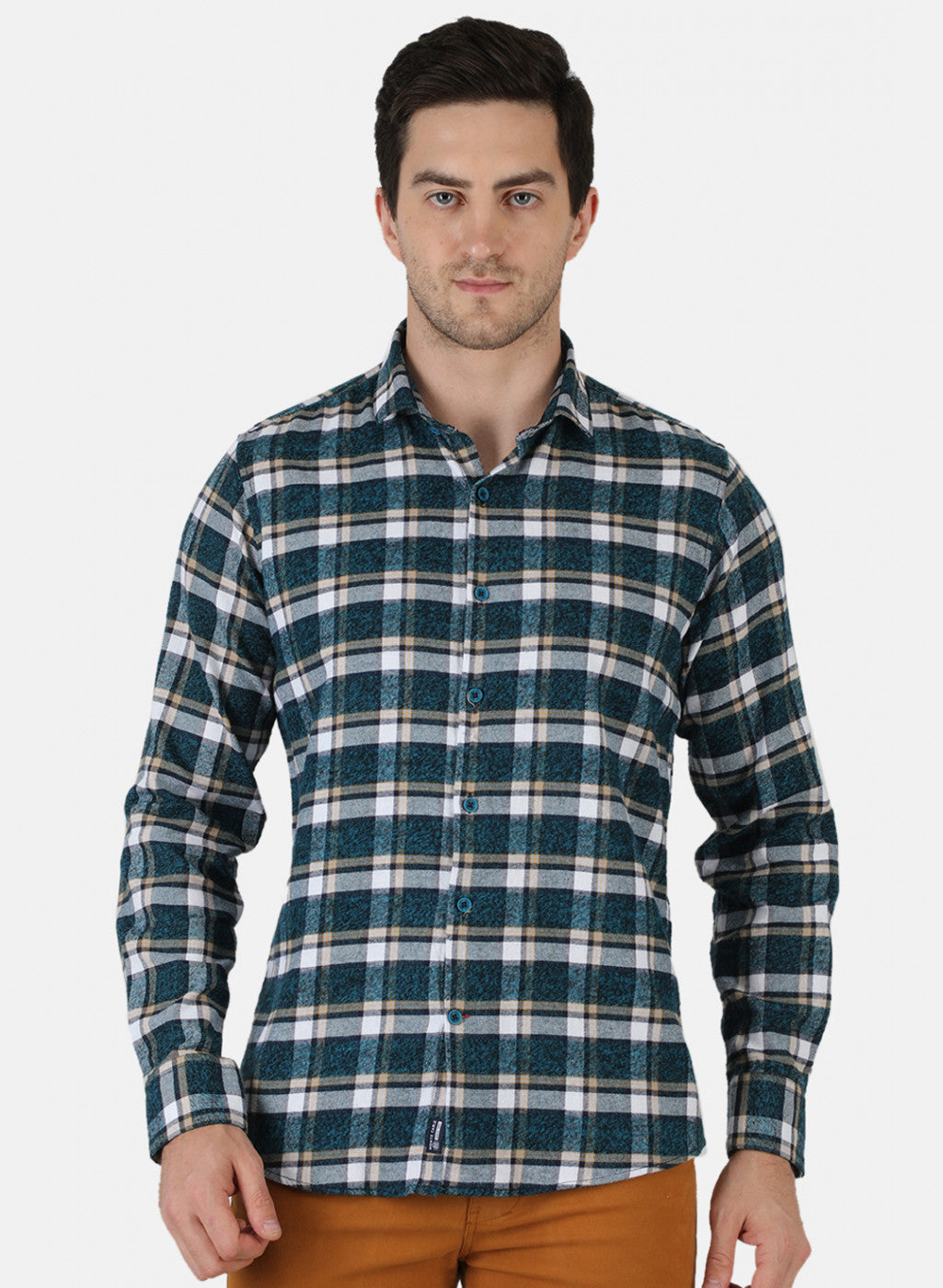 Men Blue Check Shirt